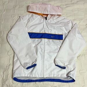 Vintage 90s Nike Jacket Blue and Yellow Windbreaker Black Tag Swoosh Womens M